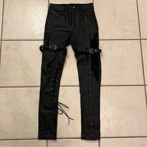 Punk Rave Lace Up Corset Faux Leather Pants Size L